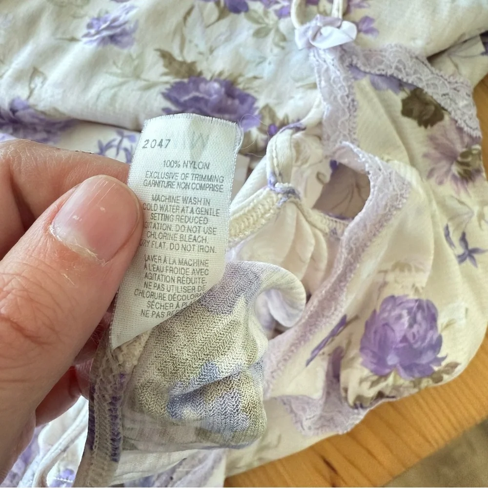 Hanna Babydoll Top Floral Butter Yellow Purple Slip Coquette Bow Detail Dainty M - Picture 8 of 9